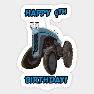 Happy 9th birthday tractor design Sticker